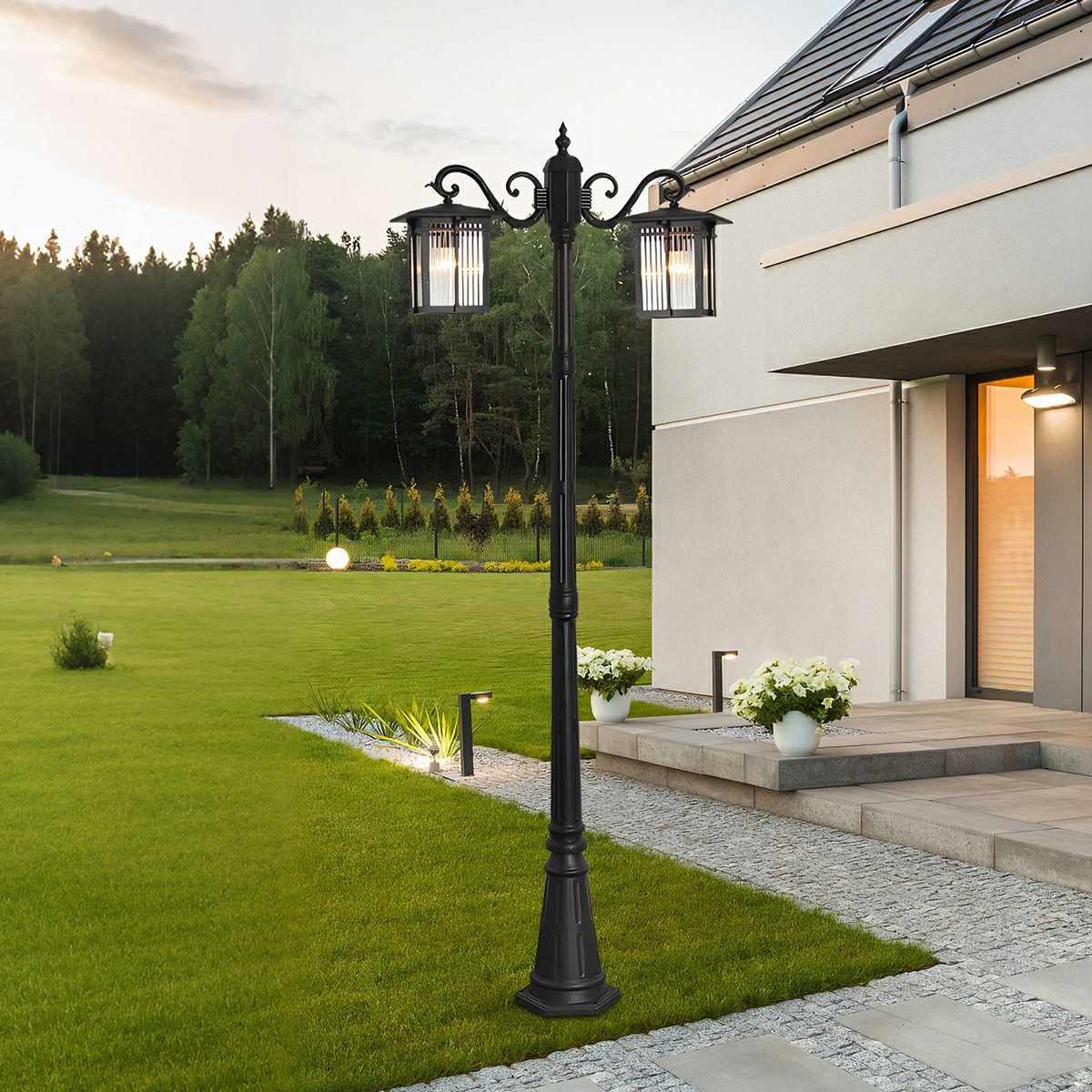 Classic Square Coach Lamps LED Outdoor Pathway Post Lights