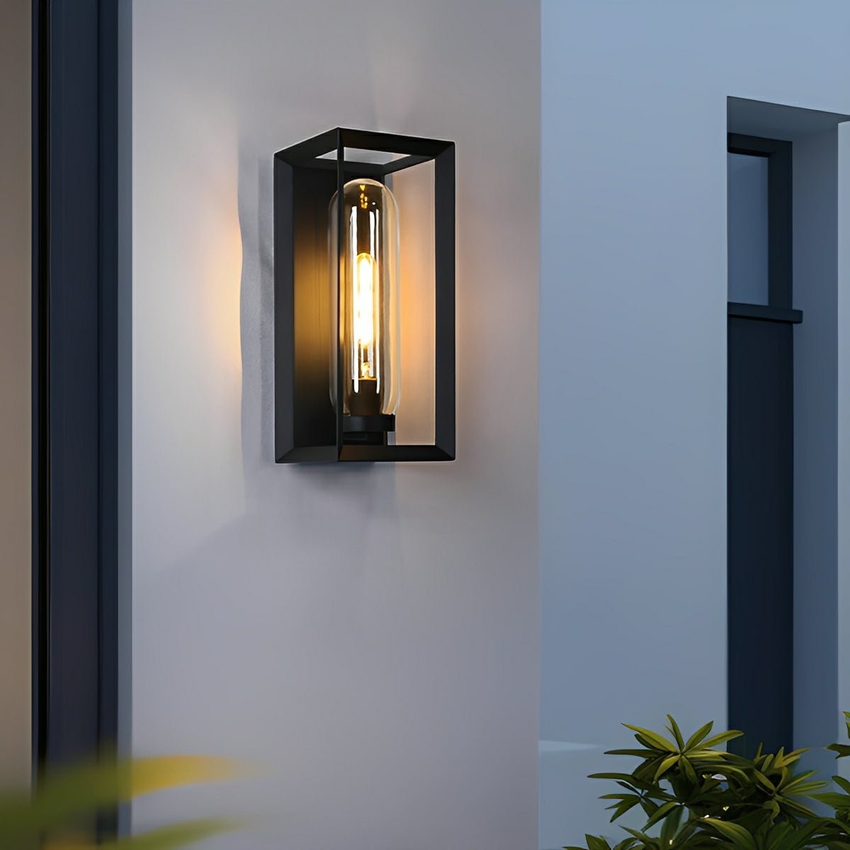 Modern Waterproof Rectangular Glass-Lampshade Outdoor LED Porch Wall Lights