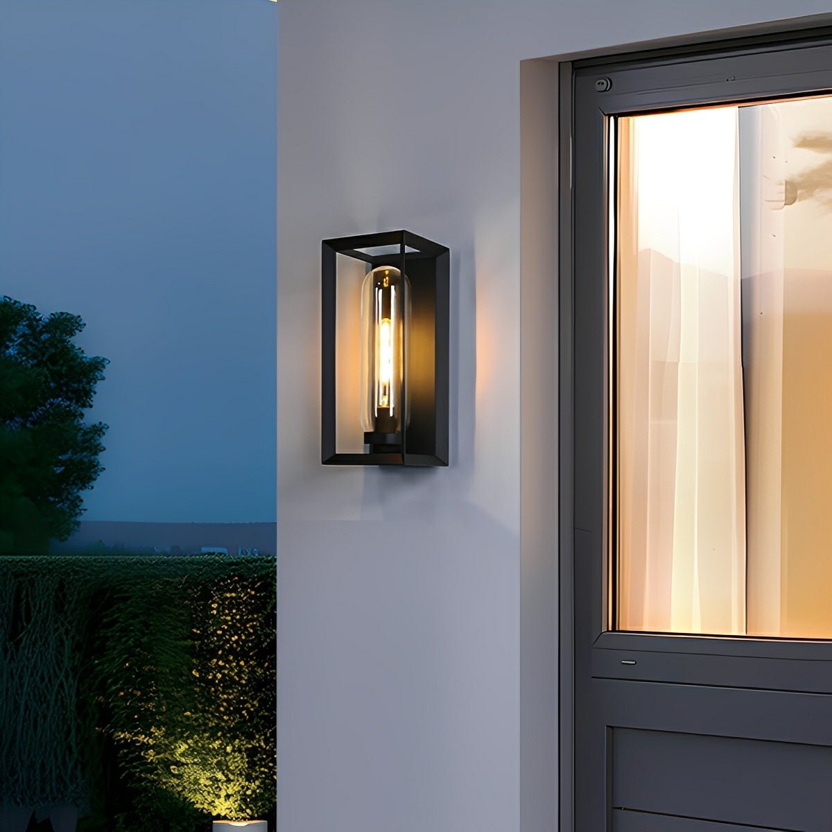 Modern Waterproof Rectangular Glass-Lampshade Outdoor LED Porch Wall Lights