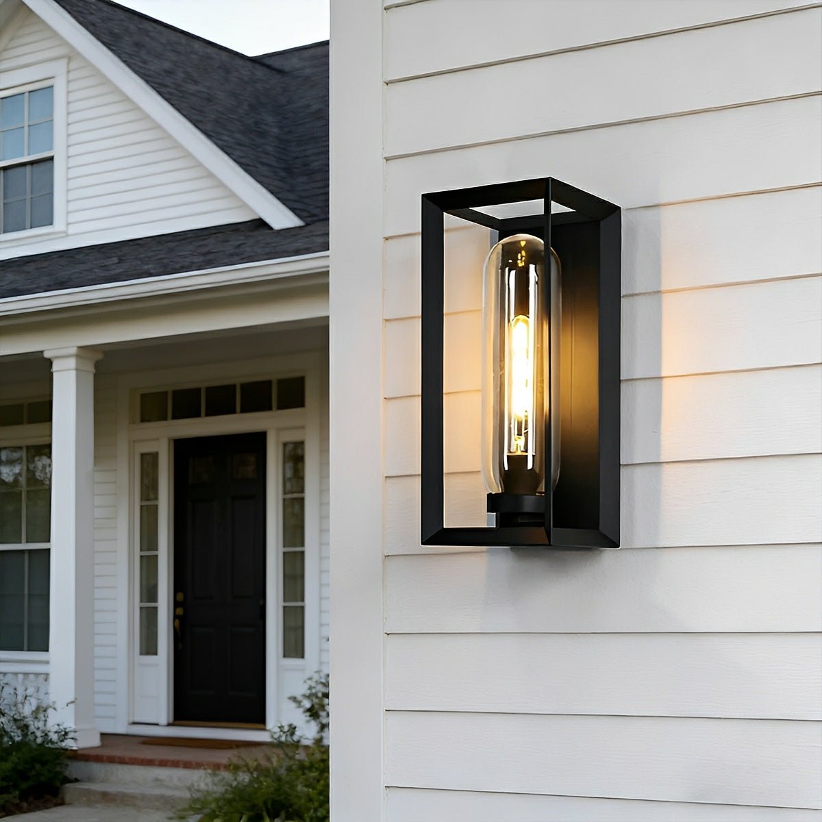Modern Waterproof Rectangular Glass-Lampshade Outdoor LED Porch Wall Lights