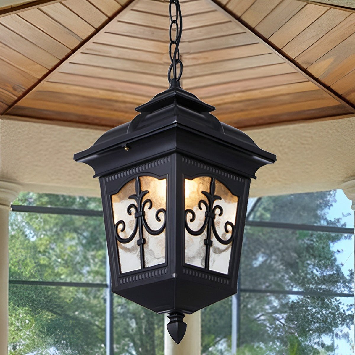 Vintage Rustic Square Arrow flower Waterproof Outdoor LED Lantern Pendant Lights