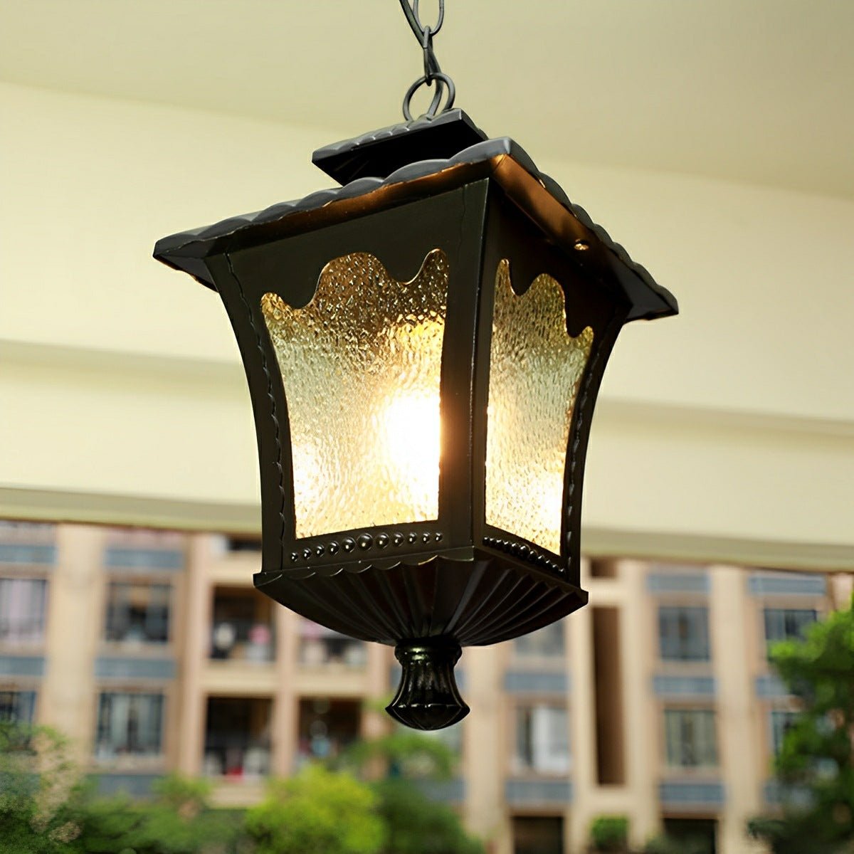 Vintage Rustic Square Water Glass Waterproof Outdoor LED Lantern Pendant Lights